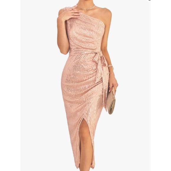 Grace Karin beautiful sequin one shoulder dress size small - Picture 2 of 9